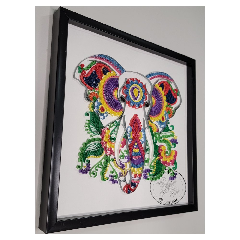 quilled asian elephant wall hanging