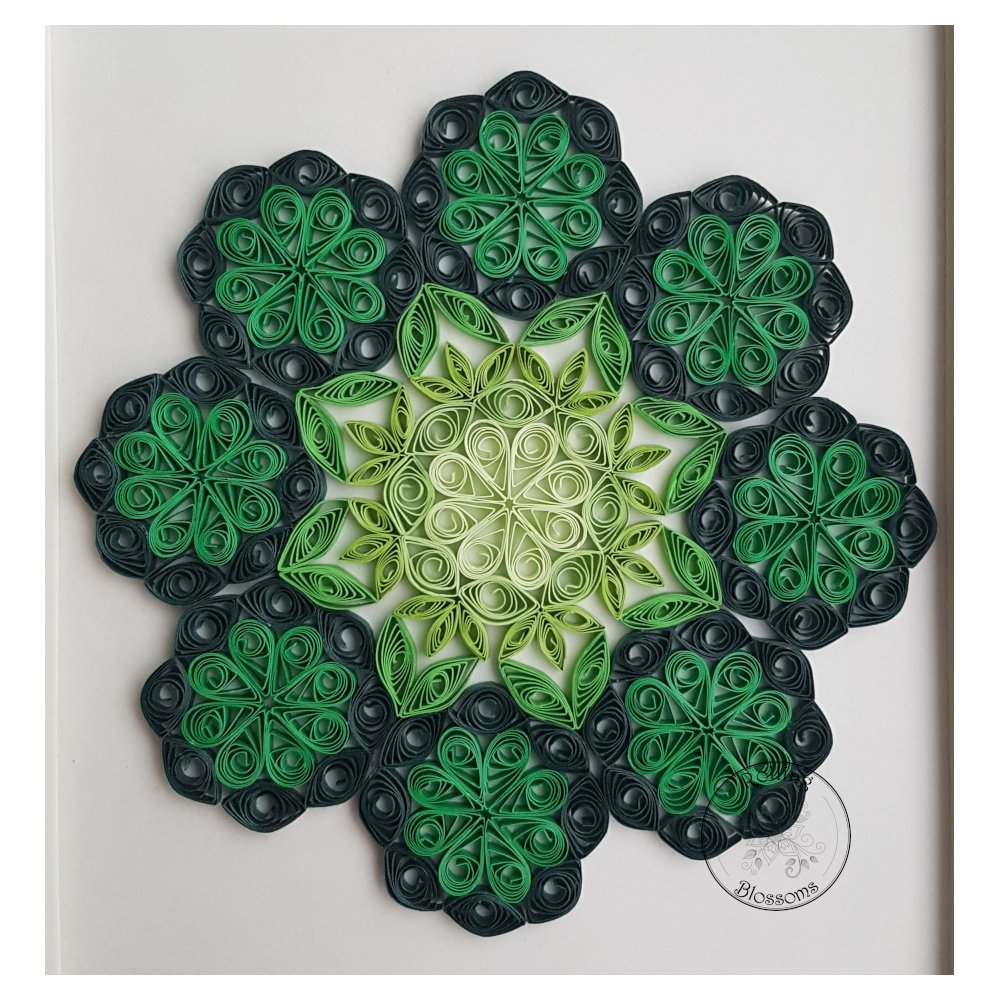 quilled green flower cluster mandala