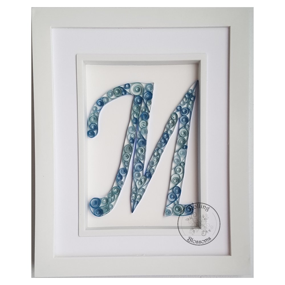 Quilled Letter M in blue