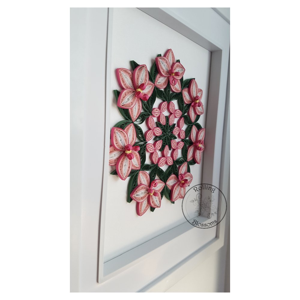 Quilled Pink Orchid Mandala Side