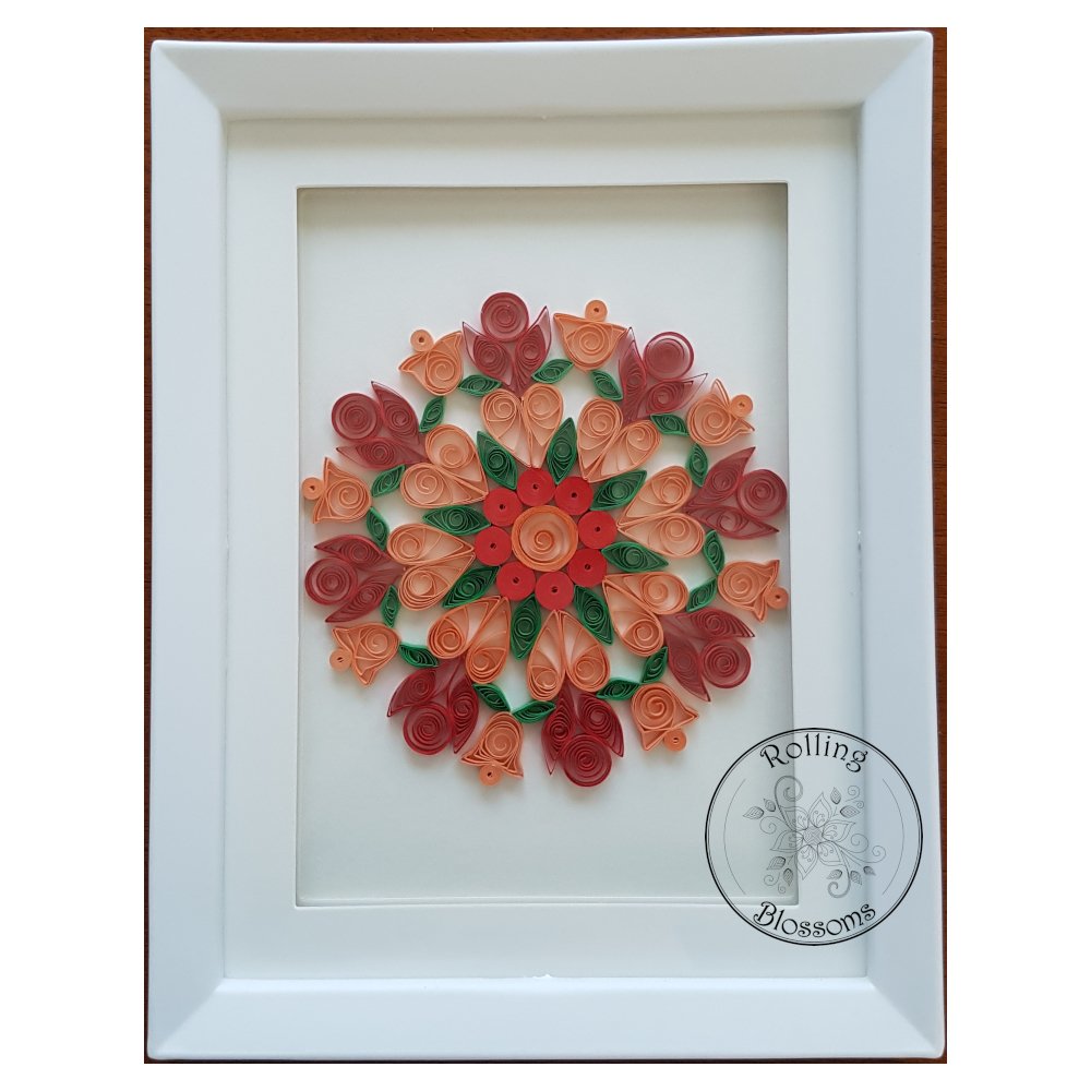 Quilled Peach Tulips and Roses Mandala