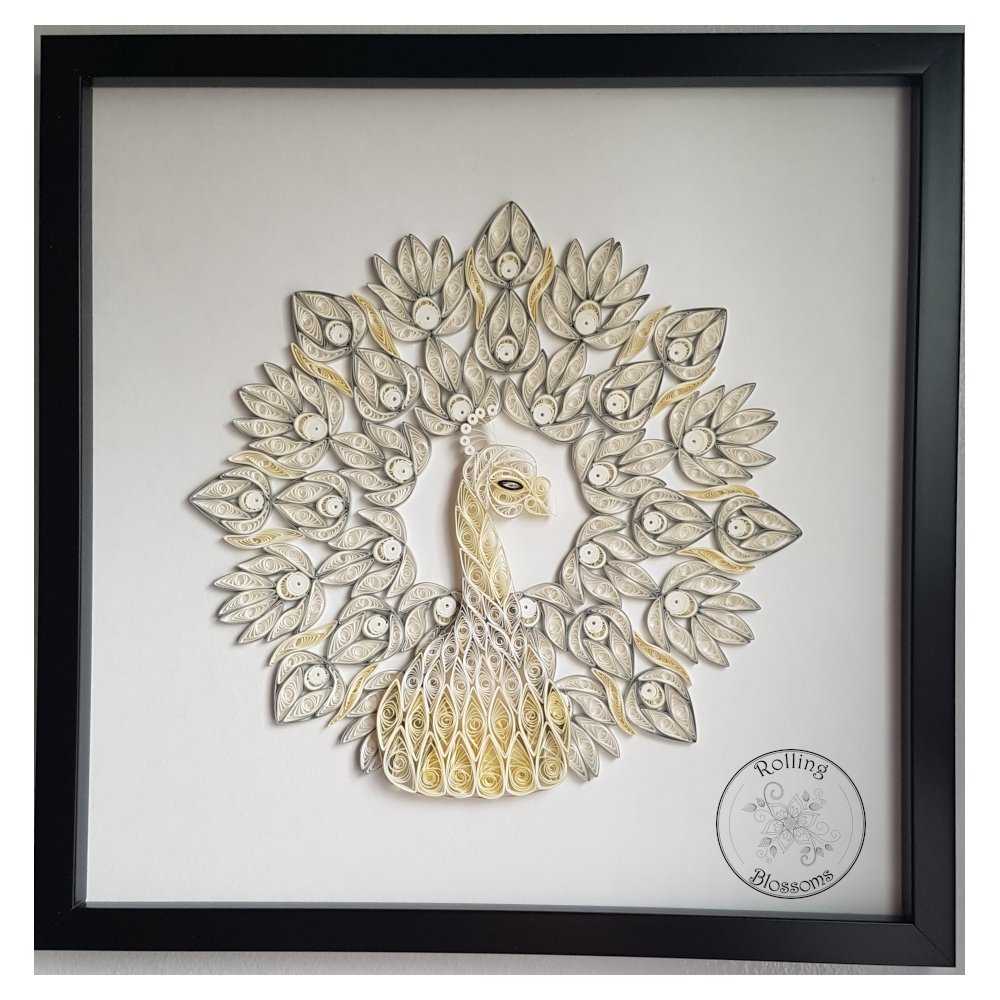 Quilled Ivory Peacock Wall Hanging